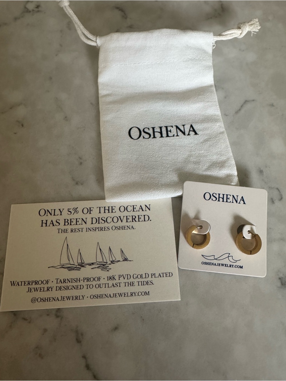 Oshena Gold Hoop Earrings - Textured Small Huggies, Never Worn